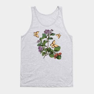 botanical illustration of a plant with berries and a butterfly Tank Top